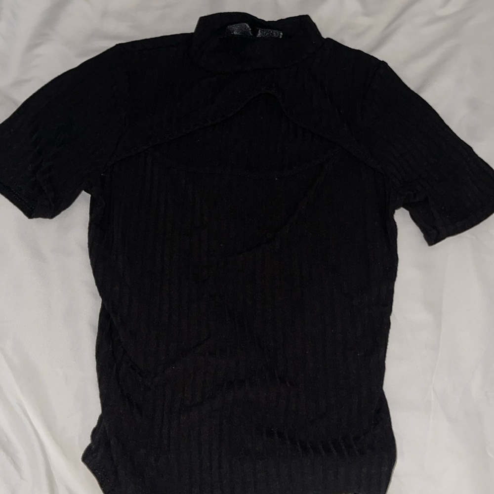 Missguided Black Ribbed Cutout Bodysuit